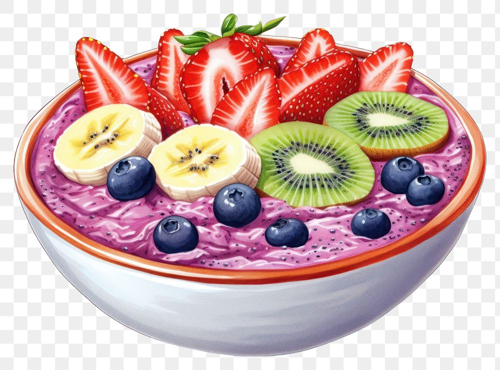 PNG Acai bowl blueberry dessert fruit. AI generated Image by rawpixel.