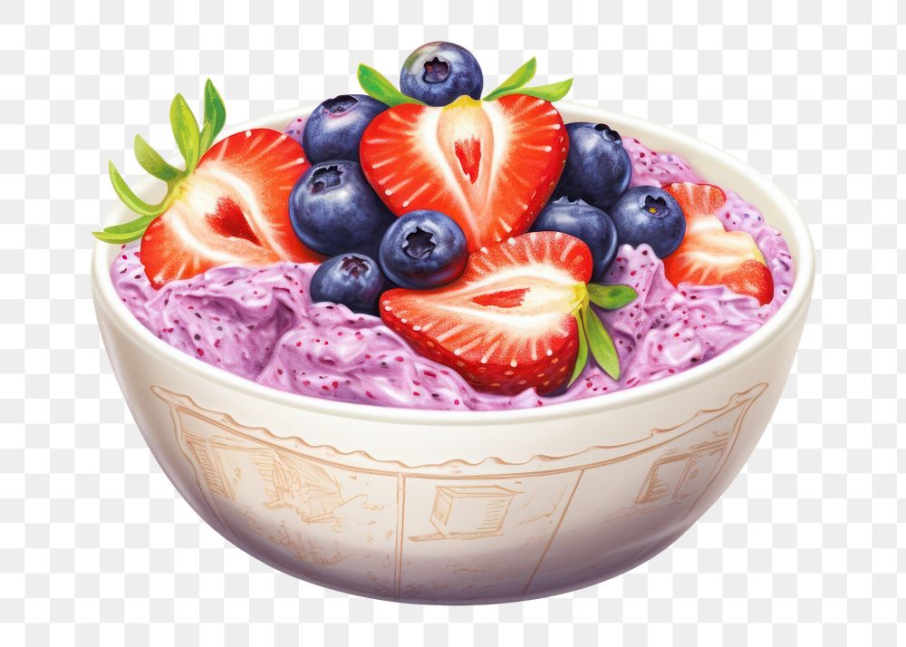PNG Acai bowl blueberry dessert fruit. AI generated Image by rawpixel.