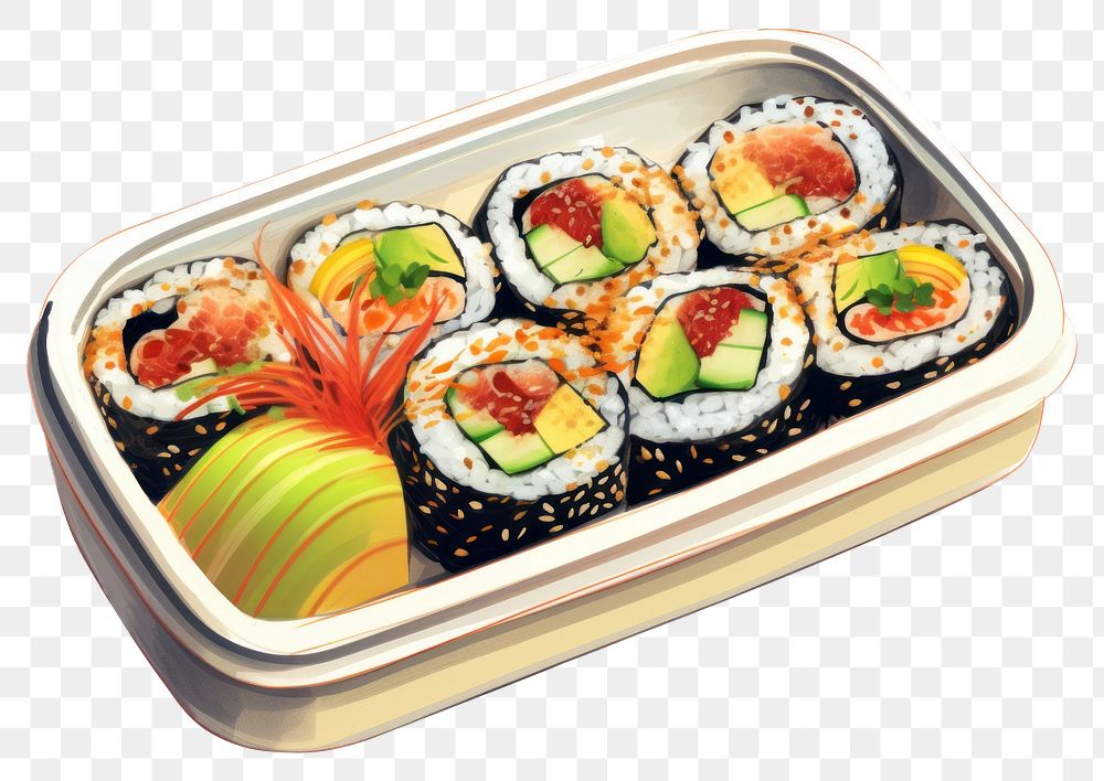 PNG Sushi bento lunch plate. AI generated Image by rawpixel.