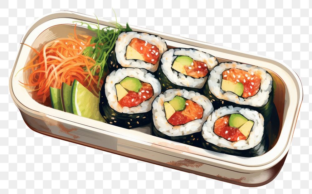 PNG Sushi bento lunch plate. 