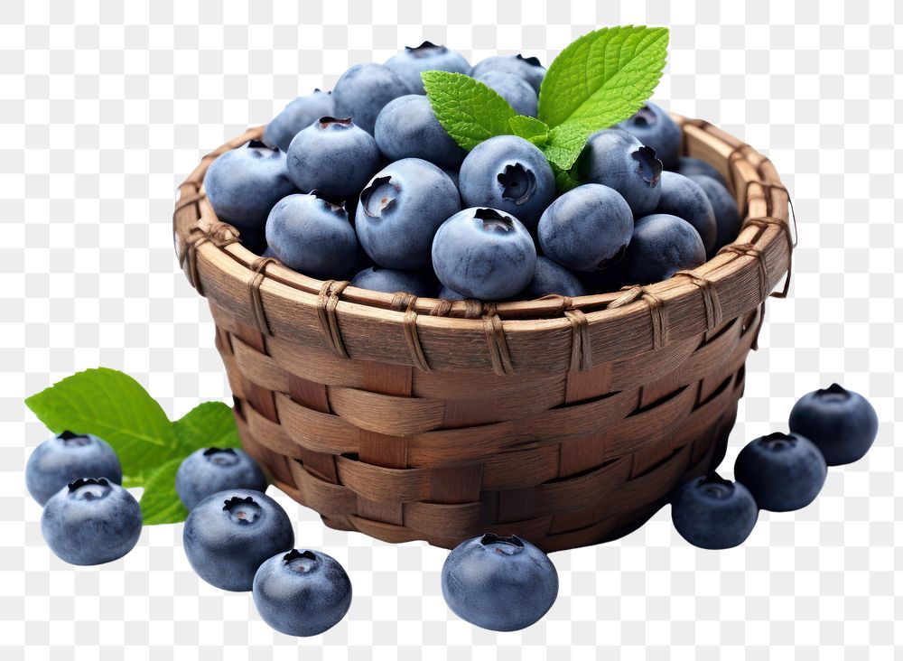 PNG Blueberry berries organic basket. 