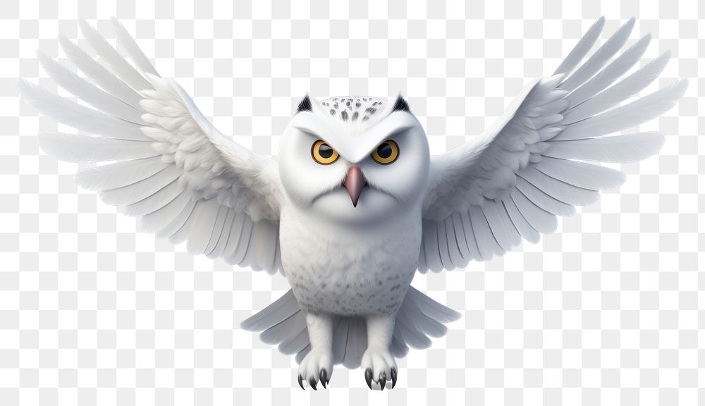 PNG Snowy owl cartoon animal white. AI generated Image by rawpixel.