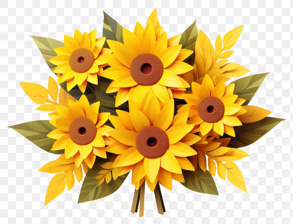 PNG Sunflower bouquet plant inflorescence celebration. AI generated Image by rawpixel.