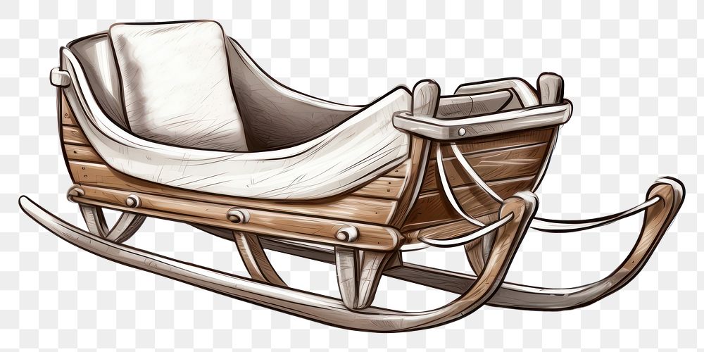 PNG Snow sleigh furniture drawing sled. AI generated Image by rawpixel.