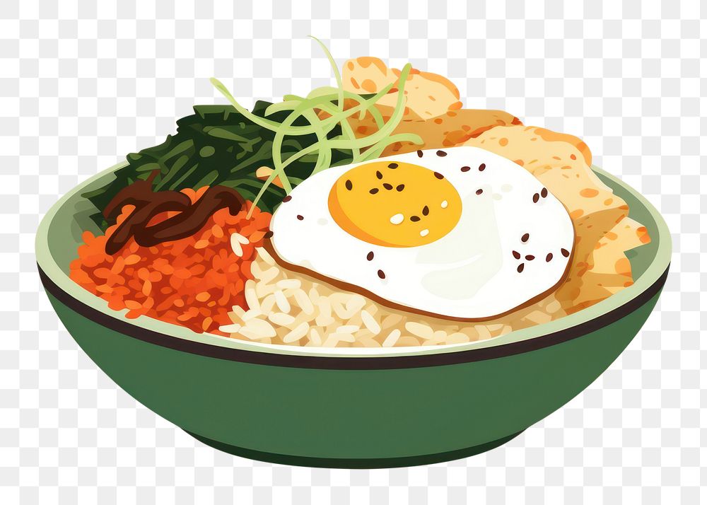 PNG Bibimbap food meal bowl. 