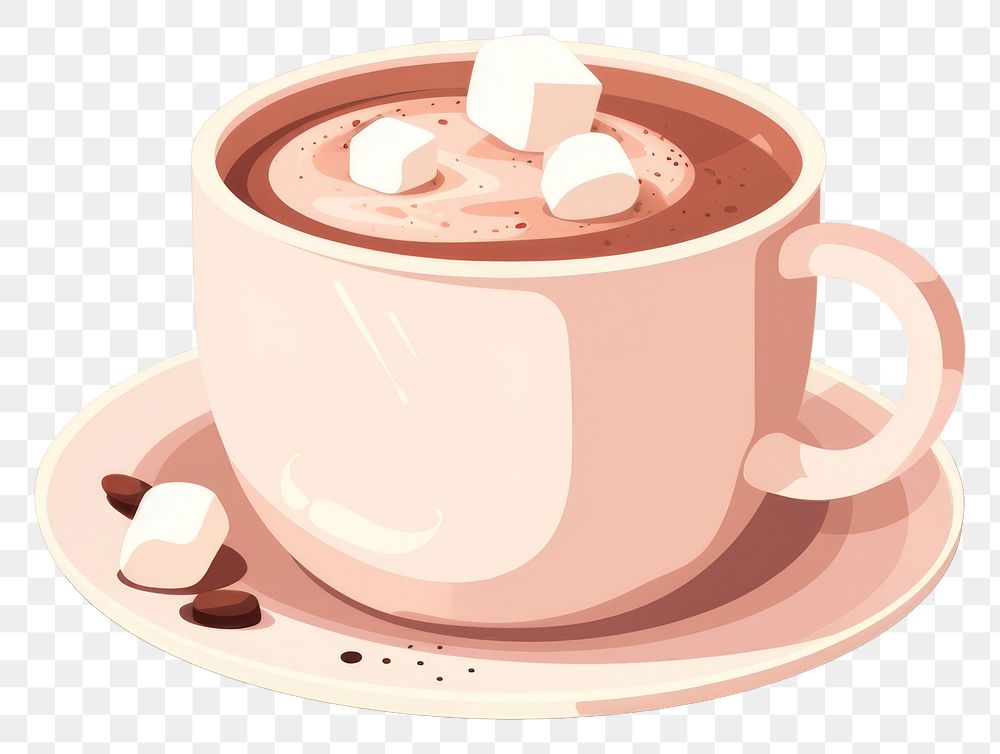 PNG Hot chocolate mug saucer drink. AI generated Image by rawpixel.