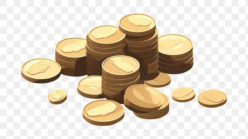 PNG Money dollar coins gold arrangement investment. 