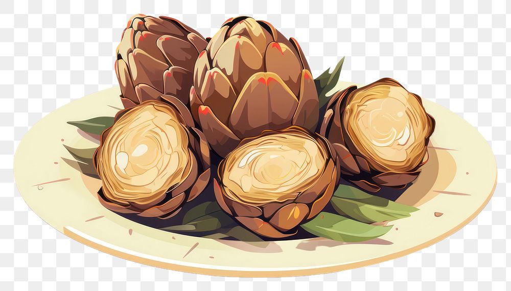 PNG Roasted Artichokes artichoke food dessert. AI generated Image by rawpixel.