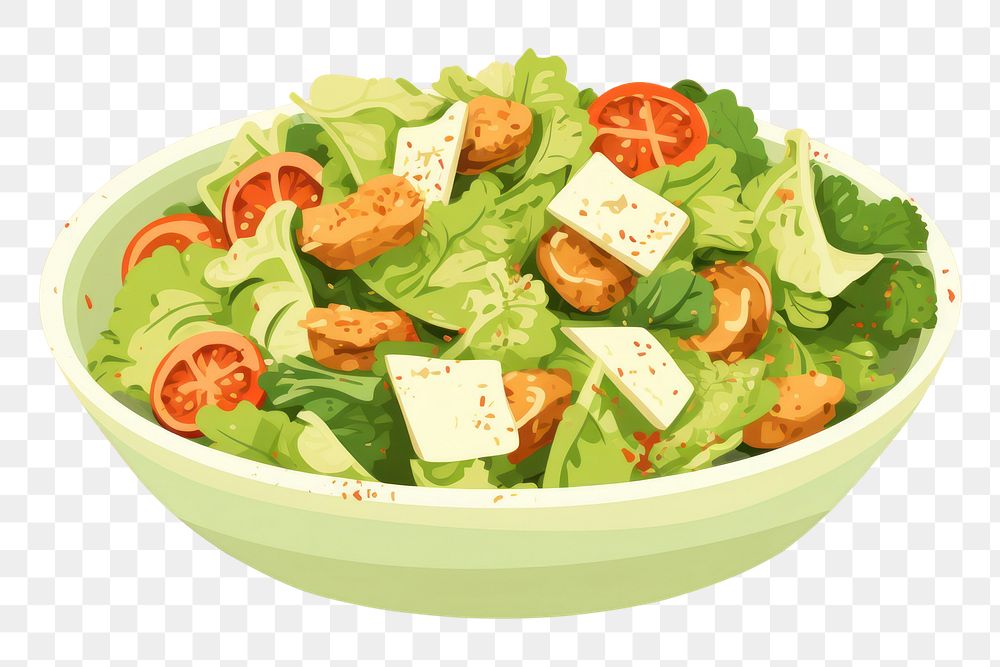 PNG Ceasar salad food vegetable bowl. 