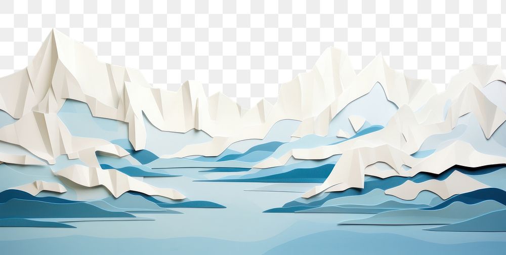 PNG Artic landscape painting white paper. 