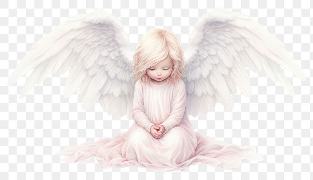 PNG Angel drawing white representation. AI generated Image by rawpixel.