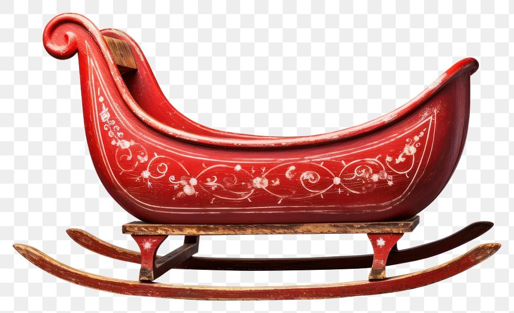 PNG Red sleigh furniture white background decoration. AI generated Image by rawpixel.