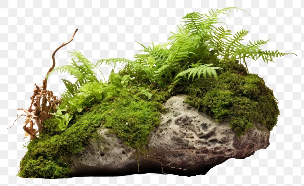 PNG Rock moss plant green. AI generated Image by rawpixel.