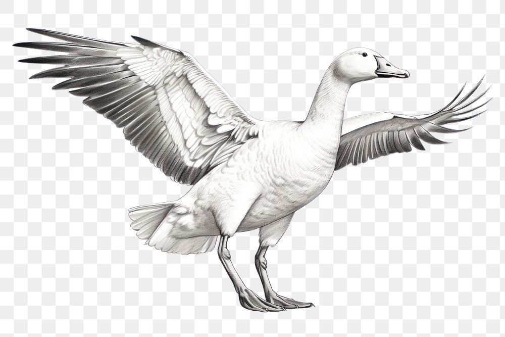 PNG Snow goose drawing sketch animal. AI generated Image by rawpixel.