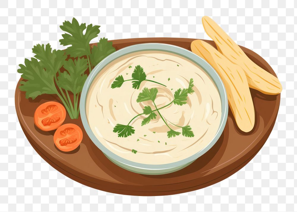 PNG Vegan dip food plate plant. 