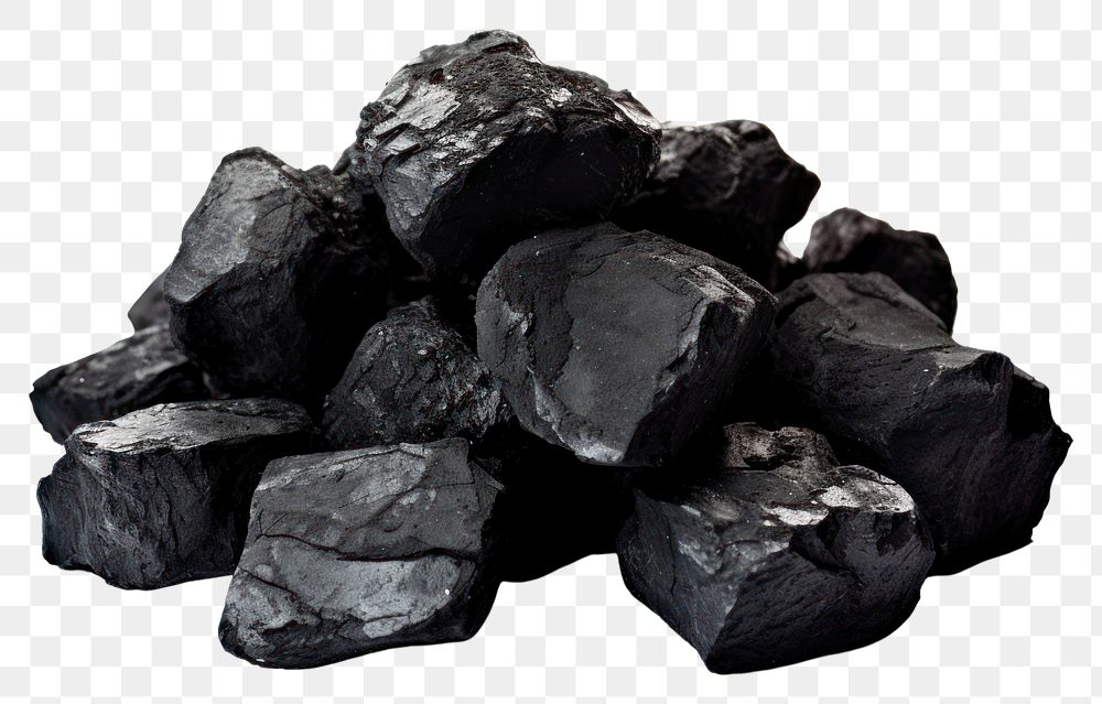 PNG Black coal chunks white background anthracite rock. 