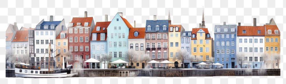 PNG Copenhagen architecture waterfront cityscape. AI generated Image by rawpixel.