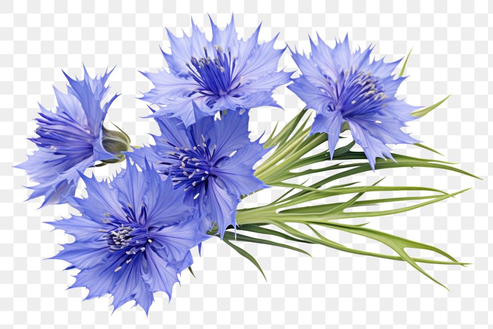 PNG Cornflower petal plant white background. AI generated Image by rawpixel.