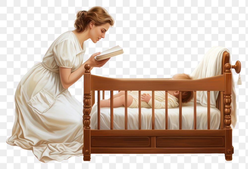 PNG Crib baby furniture reading. AI generated Image by rawpixel.