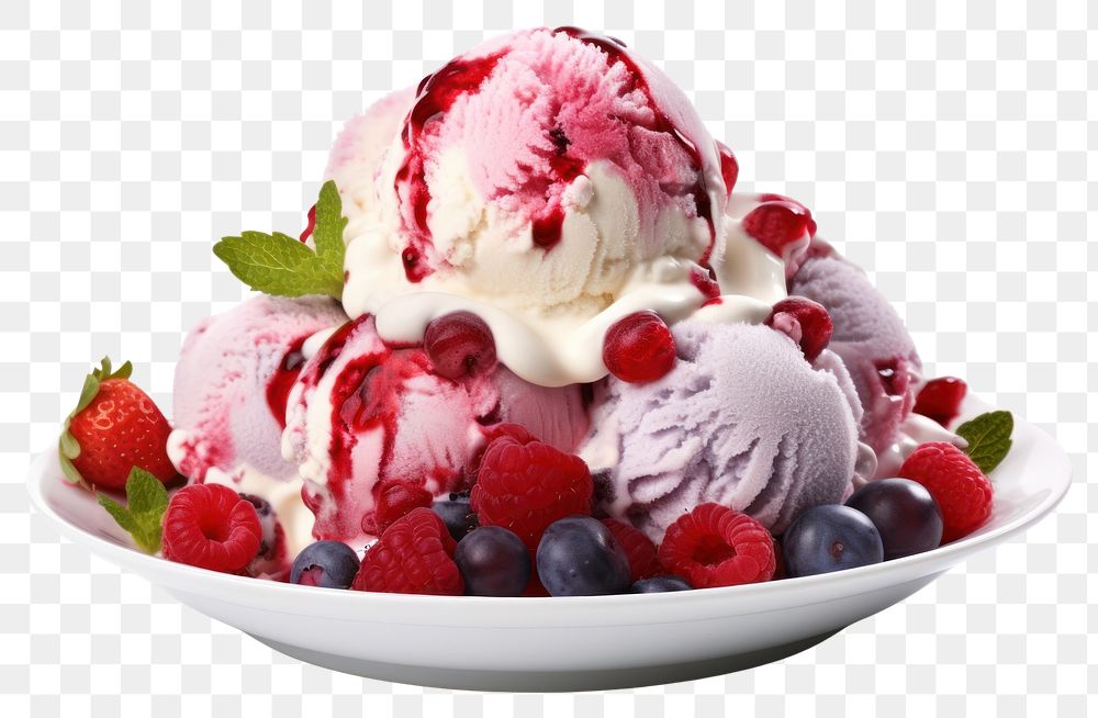 PNG Ice cream dessert sundae berry. AI generated Image by rawpixel.