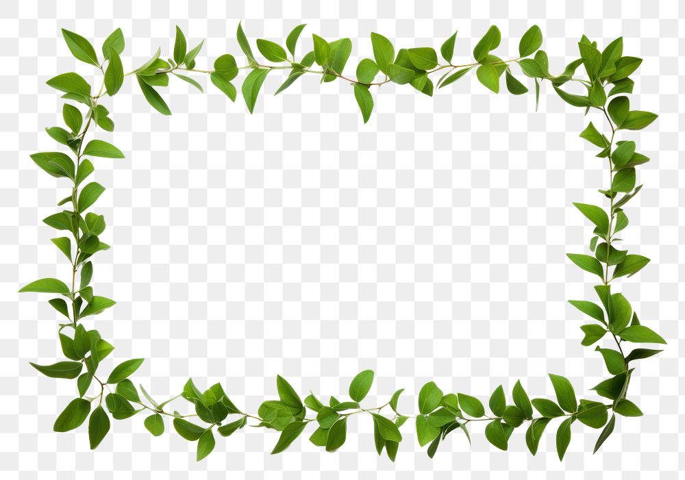 PNG Greenery border leaf plant white background. 