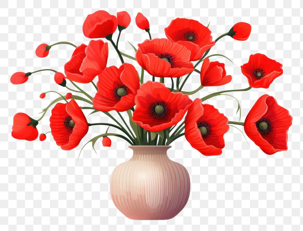 PNG Flower poppy plant vase. 