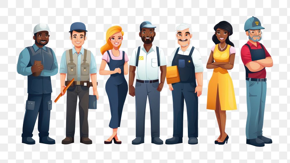 PNG Diverse worker adult white background togetherness. AI generated Image by rawpixel.