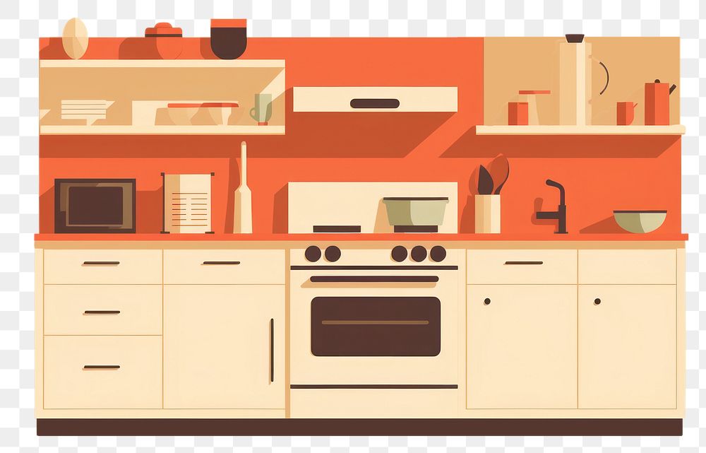 PNG Kitchen appliance microwave furniture. AI generated Image by rawpixel.