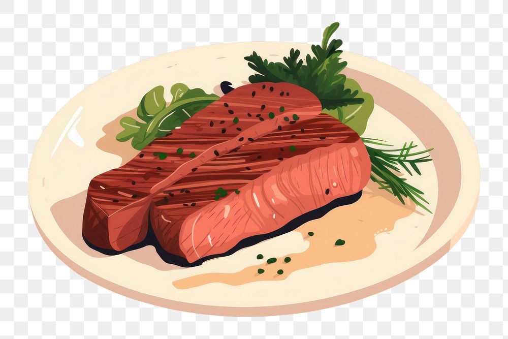 PNG Steak plate food meat. AI generated Image by rawpixel.
