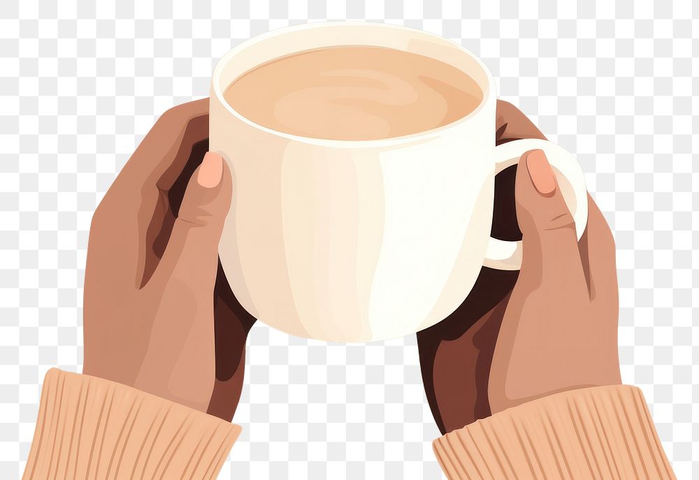 PNG Hand holding coffee mug drink cup. AI generated Image by rawpixel.