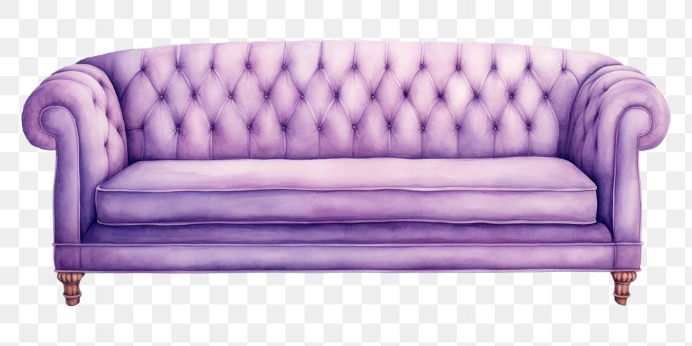 PNG Luxury purple sofa furniture white background comfortable. 