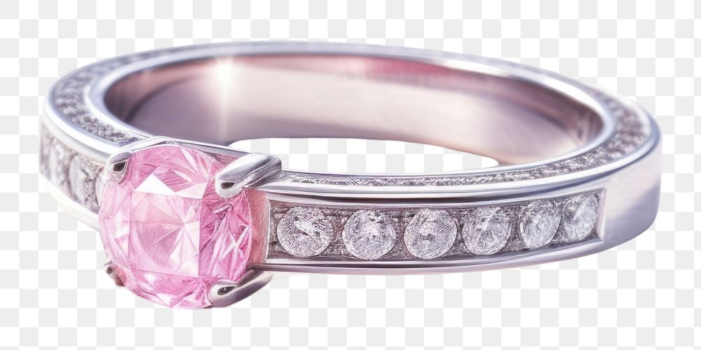 PNG Pink diamond ring gemstone jewelry silver. AI generated Image by rawpixel.