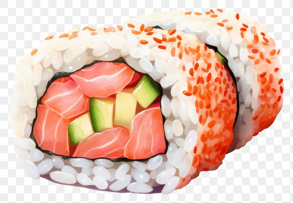 PNG Tuna Sushi Roll sushi food rice. AI generated Image by rawpixel.