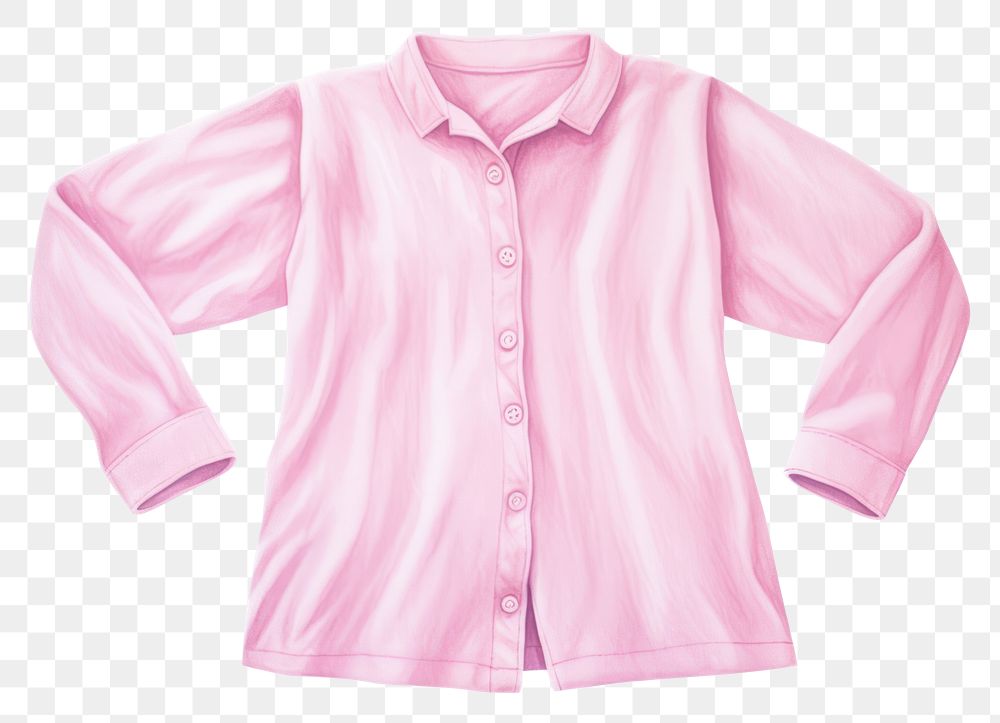 PNG Pink pajamas sleeve blouse shirt. 