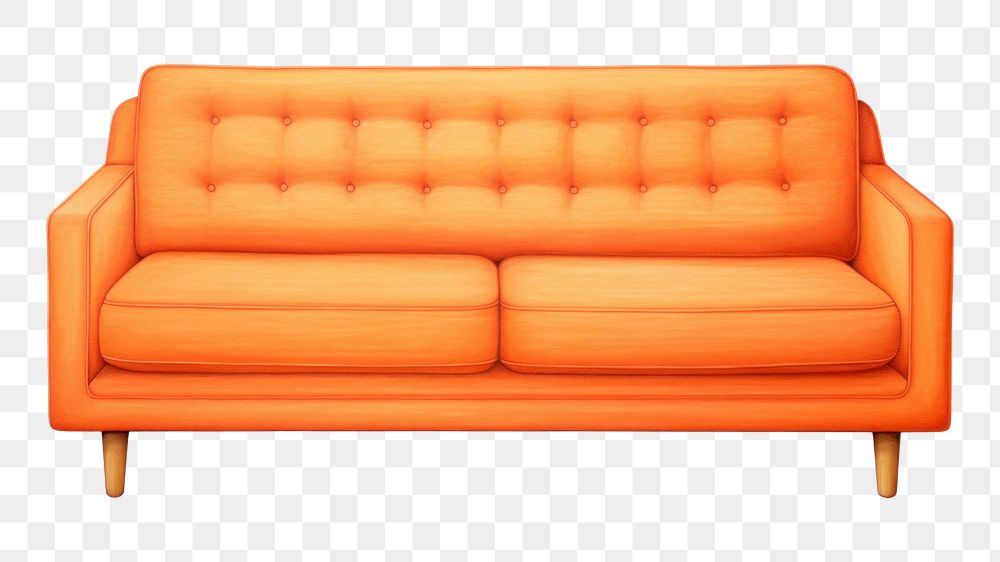 PNG Luxury orange sofa furniture red white background. AI generated Image by rawpixel.