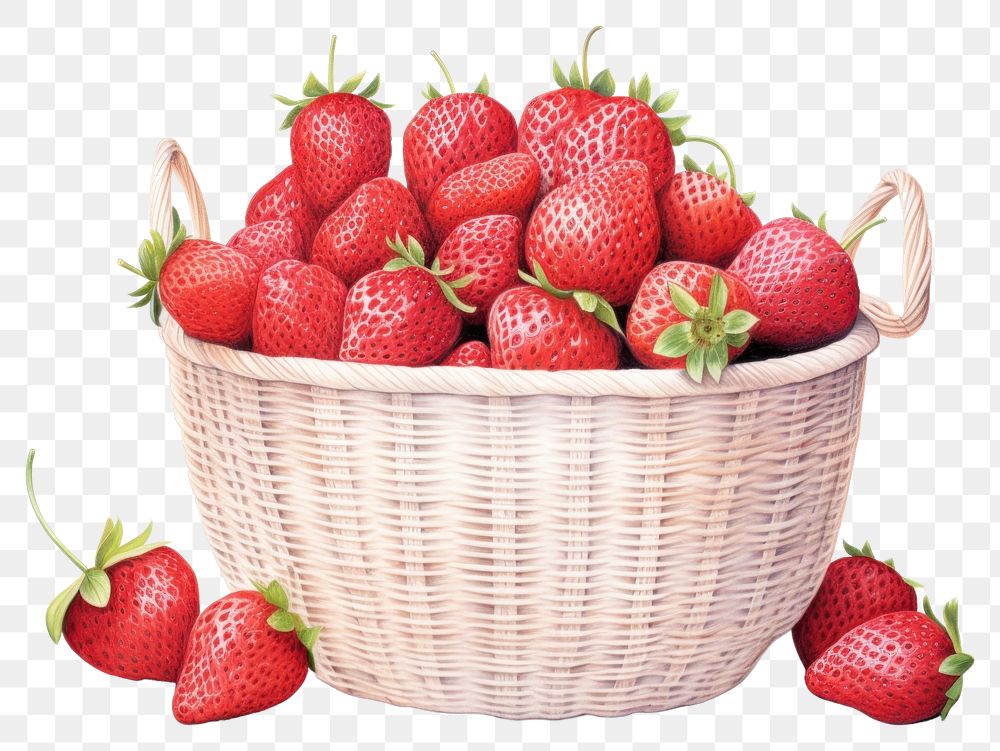PNG Basket strawberry berries fruit. AI generated Image by rawpixel.