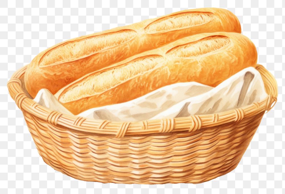 PNG Bread busket basket food white background. AI generated Image by rawpixel.