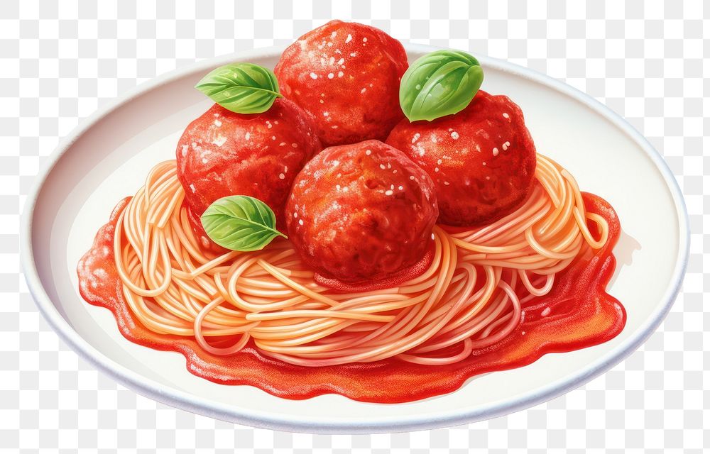 PNG Spaghetti plate meat meatball. 