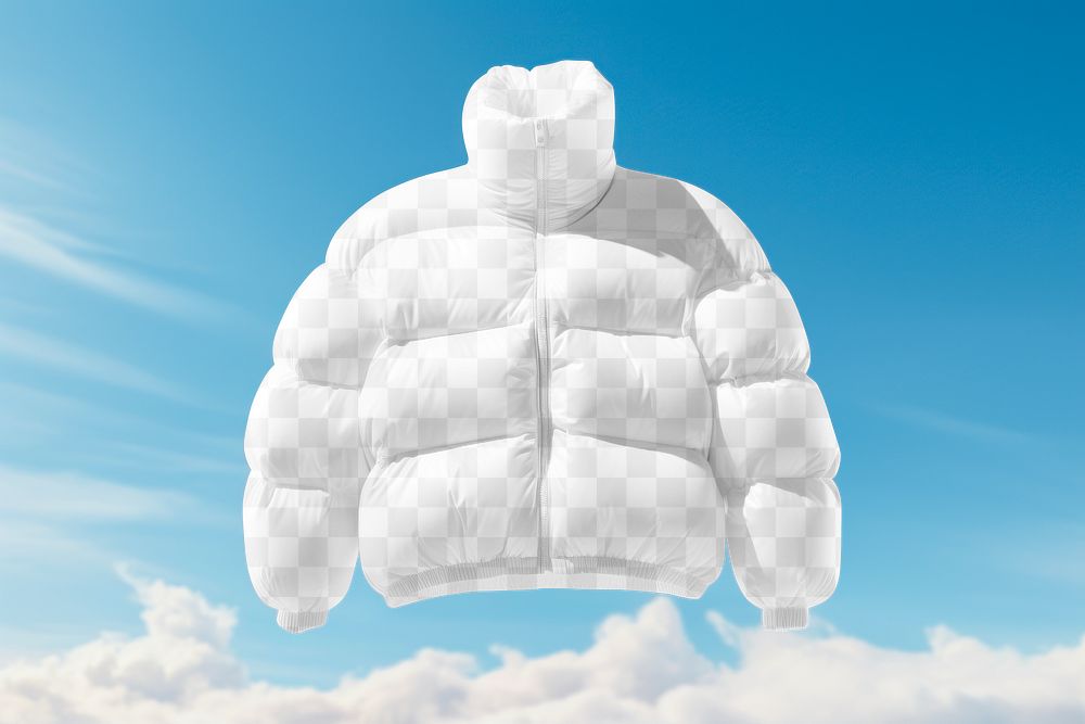 Puffer jacket png mockup, transparent design