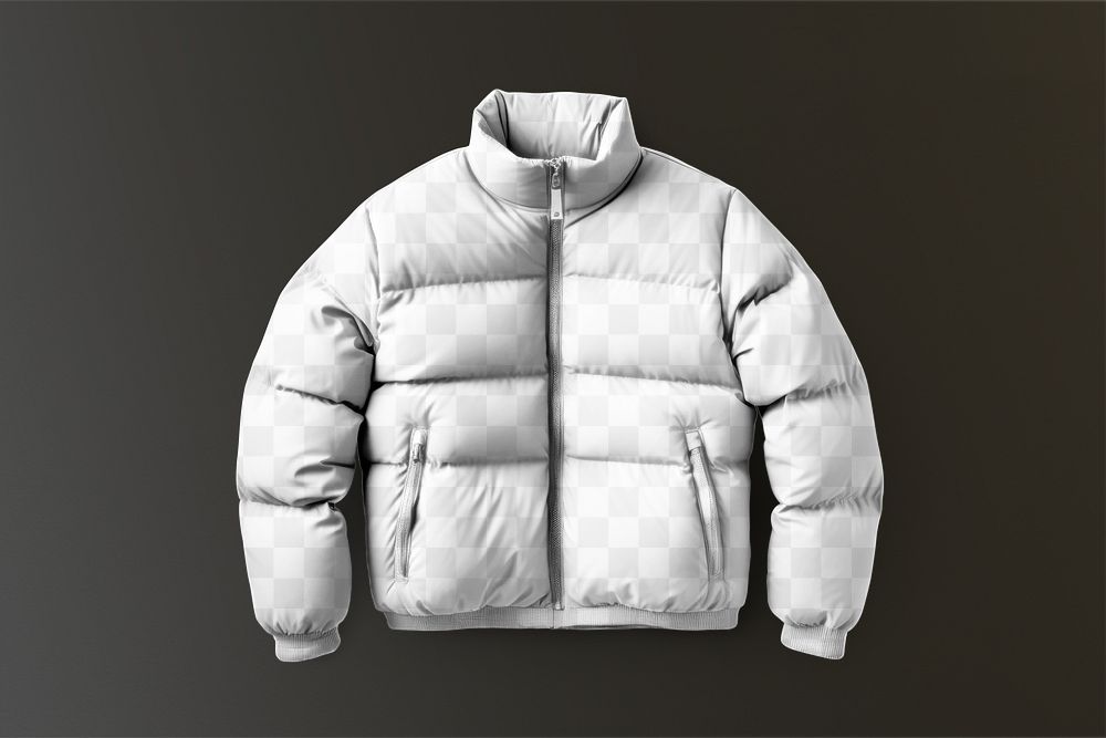 Puffer jacket png mockup, transparent design