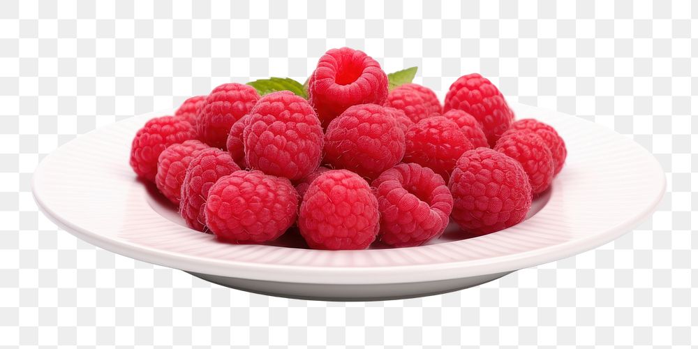 PNG Raspberry plate fruit plant. AI generated Image by rawpixel.