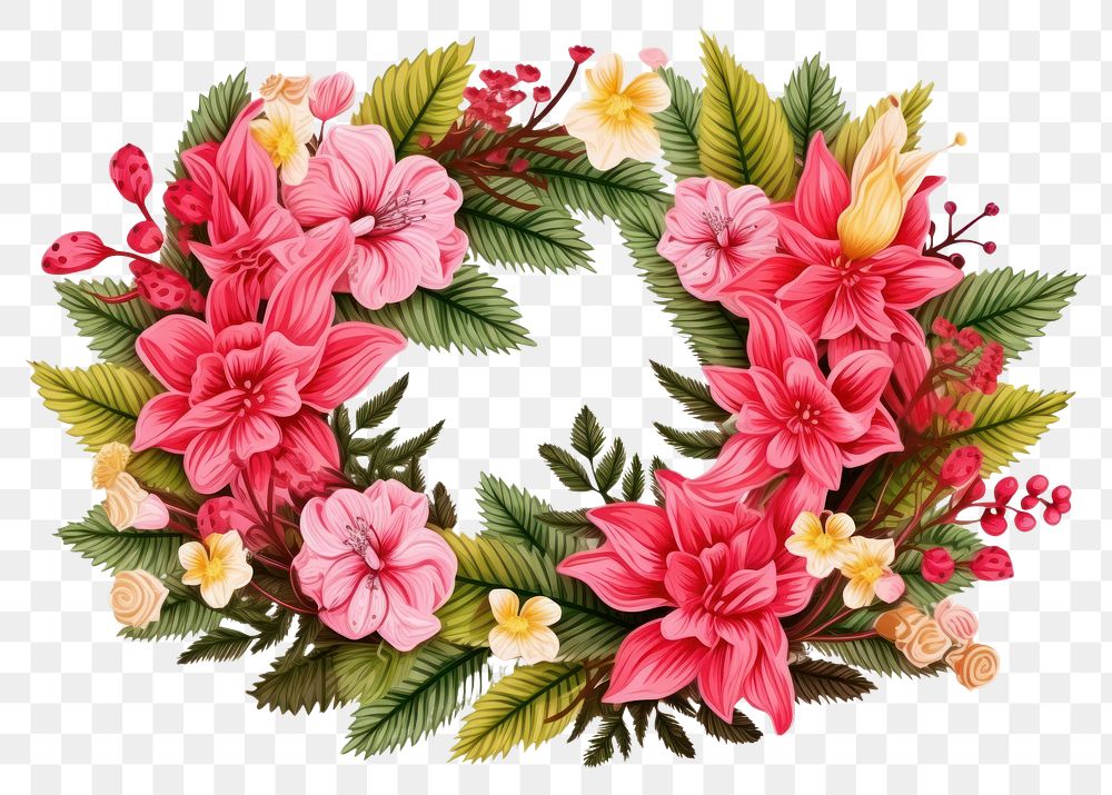 PNG Wreath flower pattern plant. AI generated Image by rawpixel.