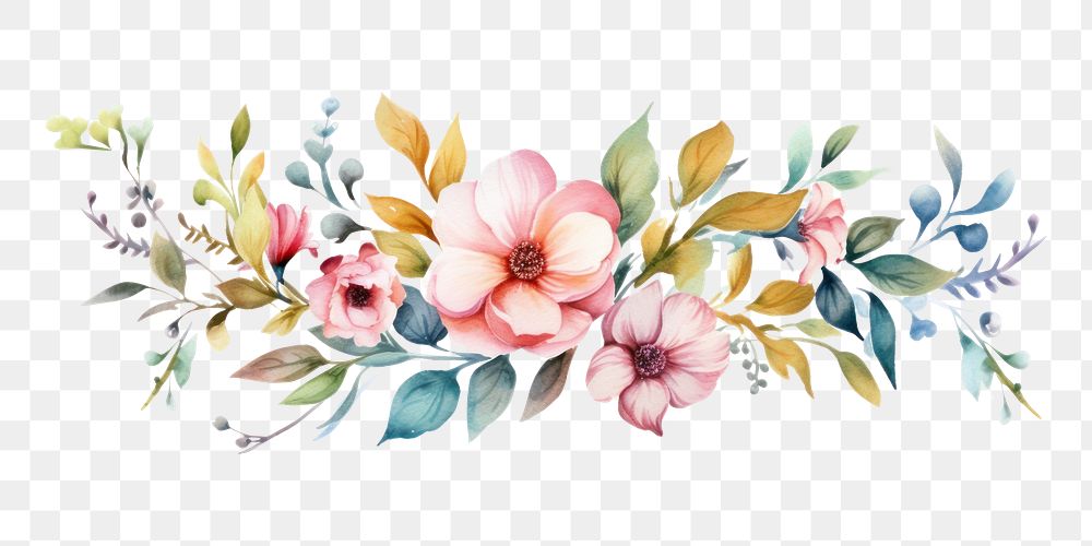 PNG Floral border pattern flower plant. AI generated Image by rawpixel.