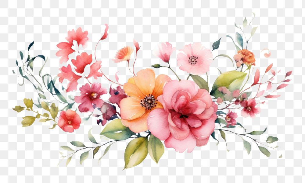 PNG Floral border blossom pattern flower. AI generated Image by rawpixel.