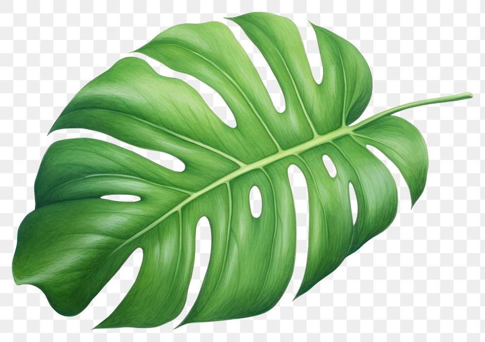 PNG Monstera leaf plant white background xanthosoma. AI generated Image by rawpixel.