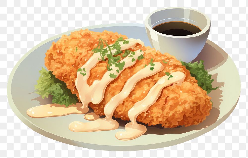 PNG Tonkatsu plate meal food. AI generated Image by rawpixel.