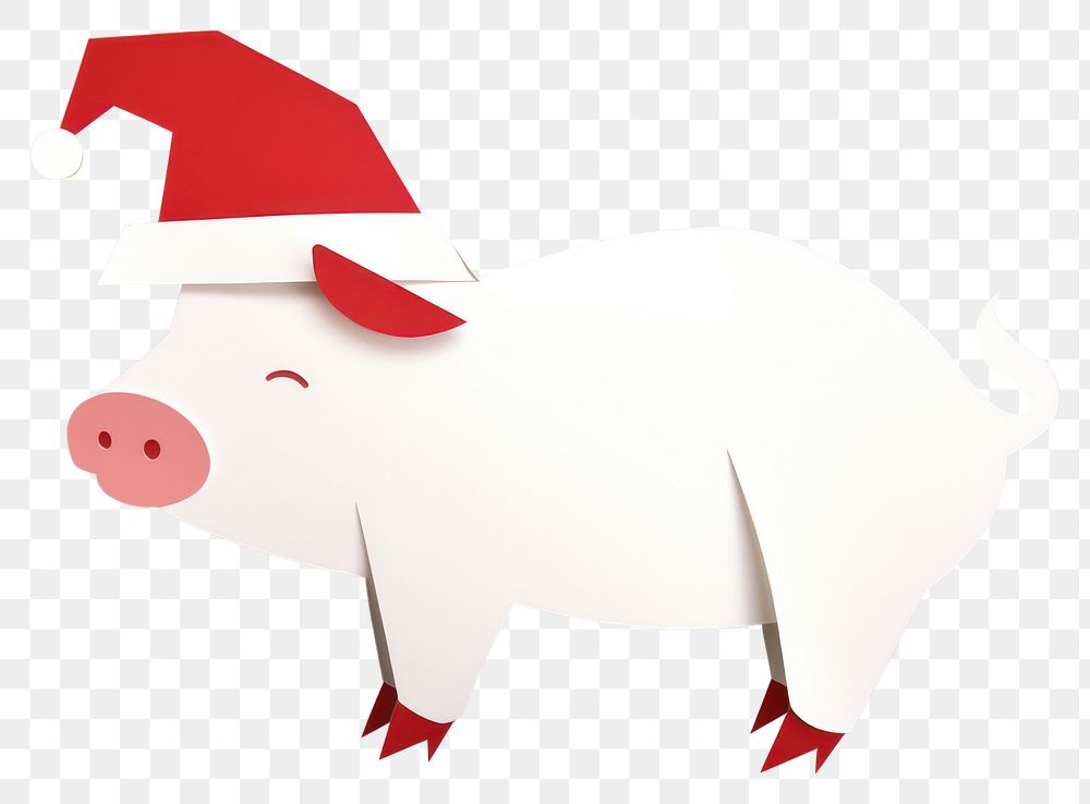 PNG A pig wearing red christmas hat mammal animal representation. AI generated Image by rawpixel.