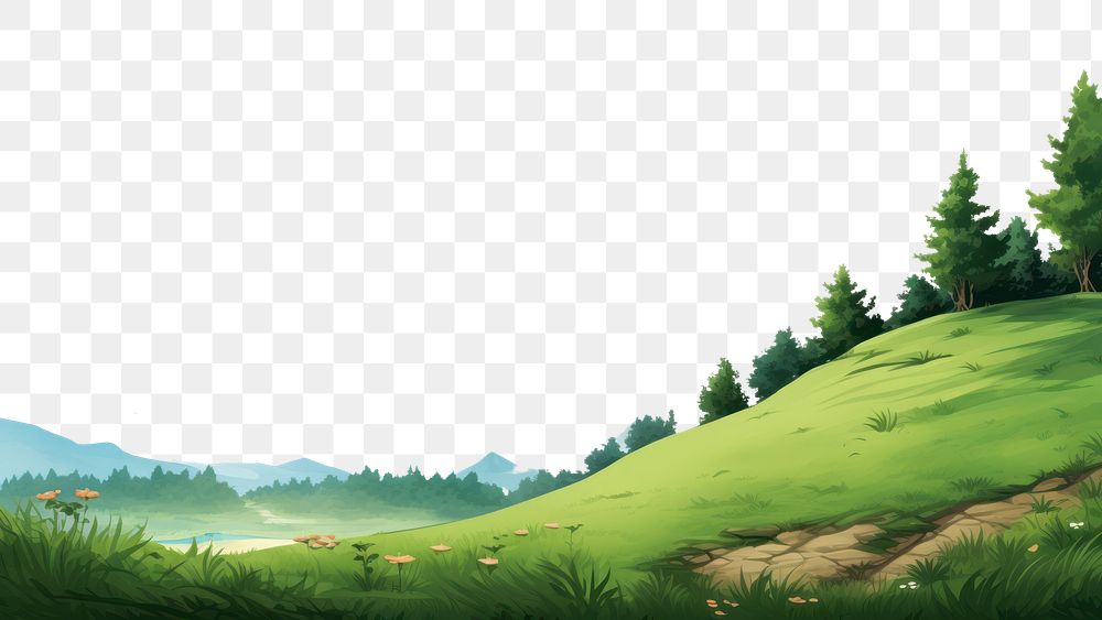 PNG  Green hill landscape grassland outdoors. AI generated Image by rawpixel.