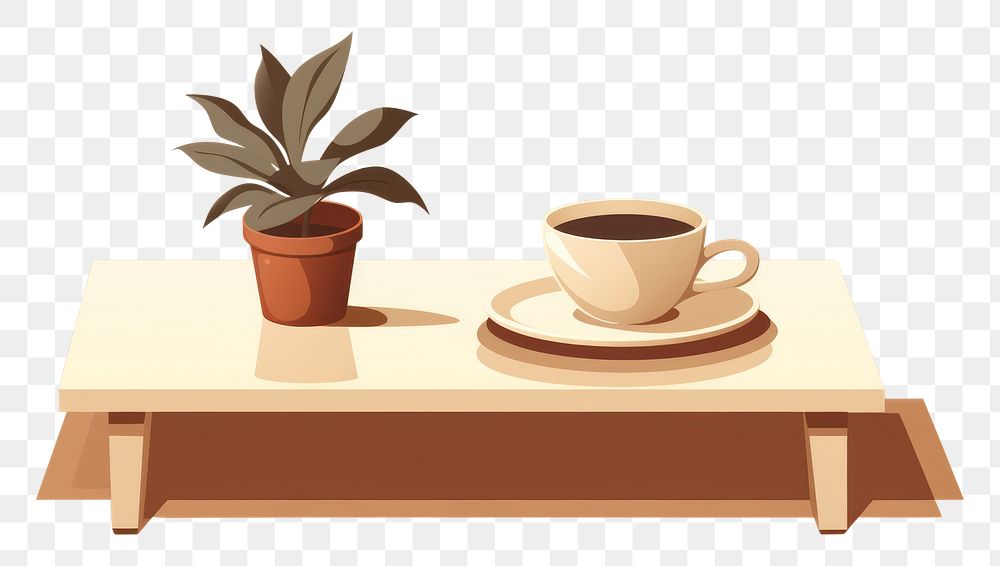 PNG Coffee table furniture plant cup. 