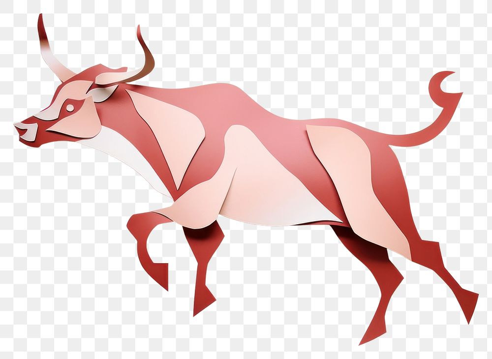 PNG Flat paper rising bull livestock animal mammal. AI generated Image by rawpixel.